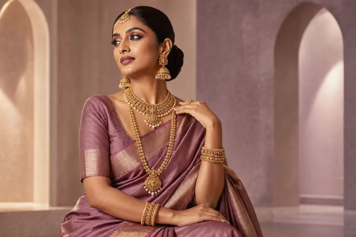 Traditional silk saree styling from Samyuktha
